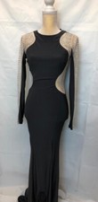 Beautiful Windsor Long Gray Mesh Bodycon Dress Formal Party Prom Sheer Sides S