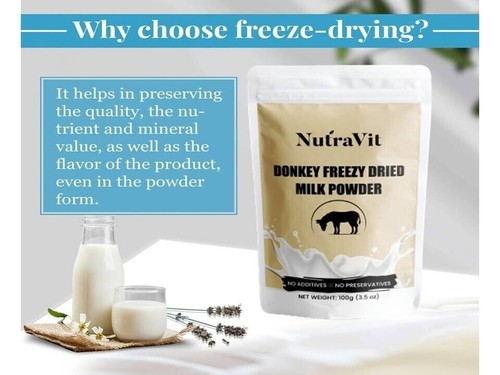 100% PURE NATURAL HERBS DONKEY MILK POWDER FREEZE DRIED 100GM (3.5 Oz) - Picture 3 of 7