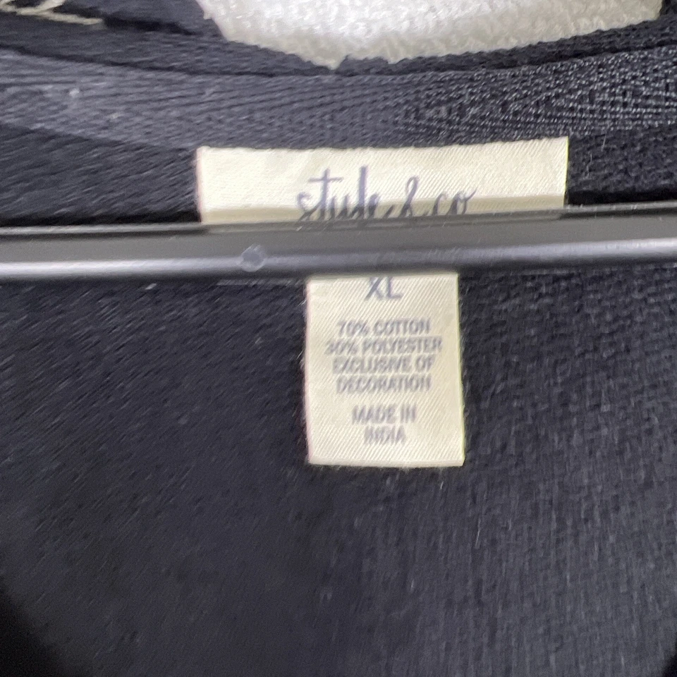 Cárdigan con capucha Style & Co frente abierto para mujer XL negro bordado Foto 2 de 4