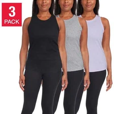 NWT Danskin Women's 3-pack Soft Ribbed Active Top Racerback Tank   S-XXL