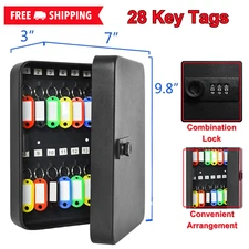 28 Key Cabinet Lock Box – Steel Security Organizer with Combo Lock, Code & Tags