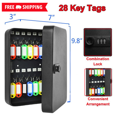 28 Key Cabinet Lock Box   Steel Security Organizer with Combo Lock, Code & Tags