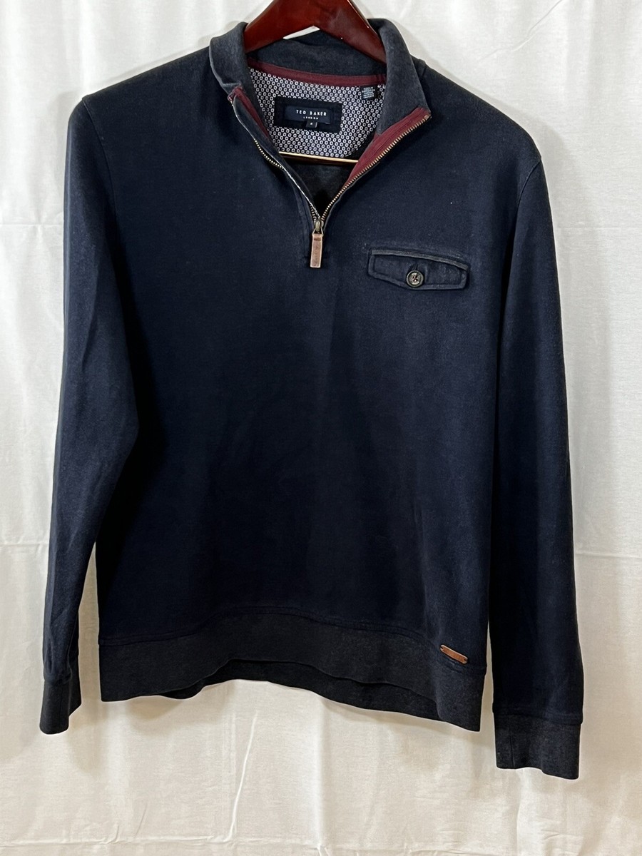 Baker Mens Ted Baker Quarter Zip Ted Baker Sweater Mens Navy Blue - Main Image