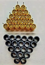 10 Sets CE28 Gold Plated Advan 11mm Rims  Real Rider Rubber Tires 1/64 HotWheel
