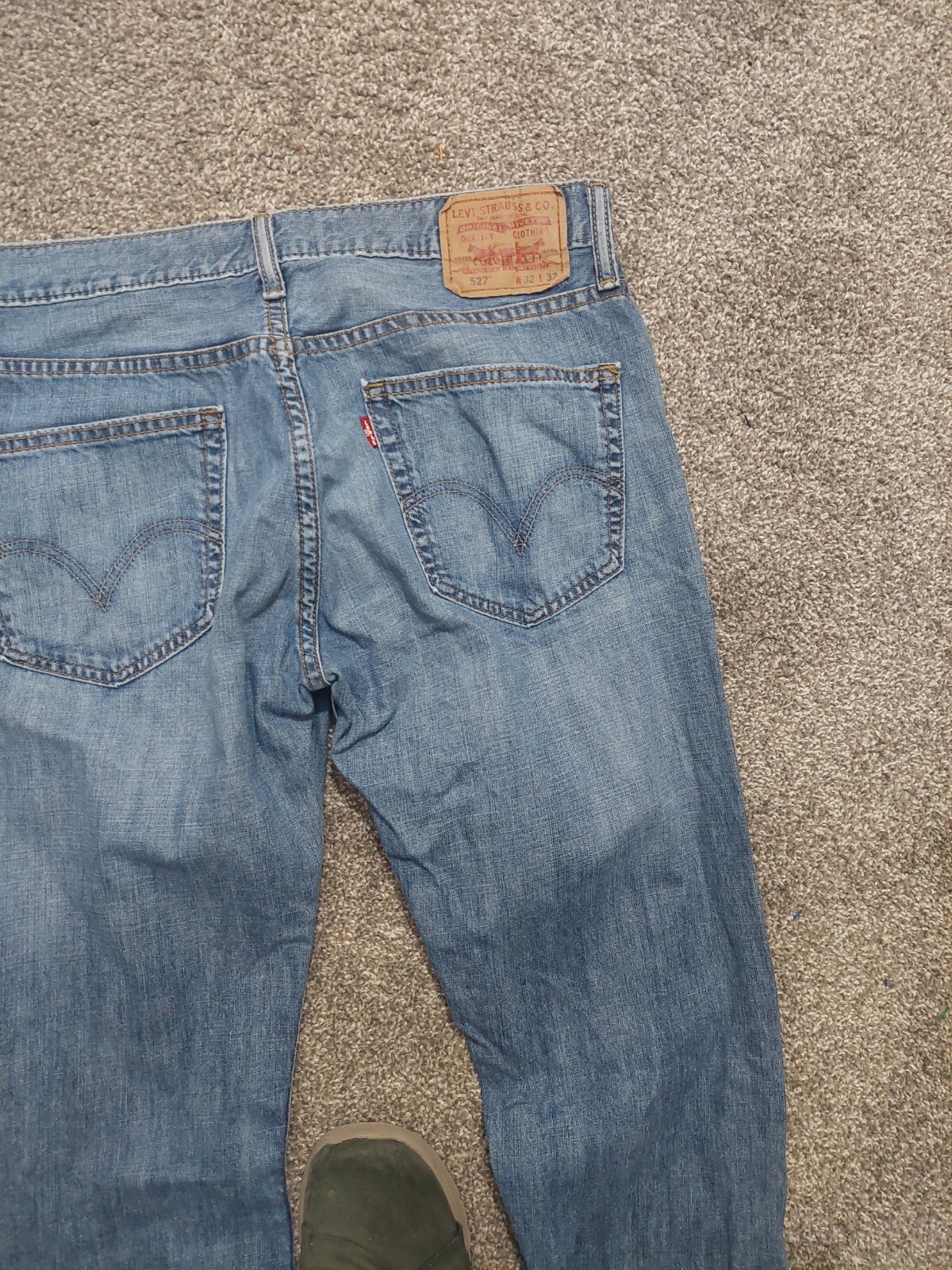 Levis 527 Jeans Mens 32x32 Blue Denim Faded Boot Cut Rodeo Western Cowboy Adult