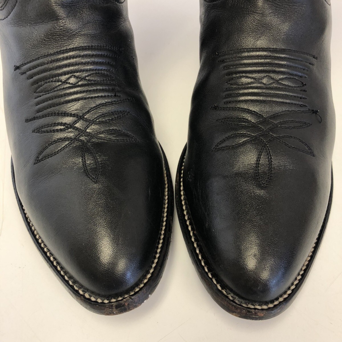 Justin 1409 Cowboy Boots Black Leather Buck Mens 7 1/2 B Western Pull On Rodeo Justin Cowboy Boots Model 1409 Review - YouTube main image 2
