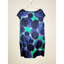 Boden Limited Edition Size US 14 Silk Cap Sleeve Shift Dress Circle Print Mod