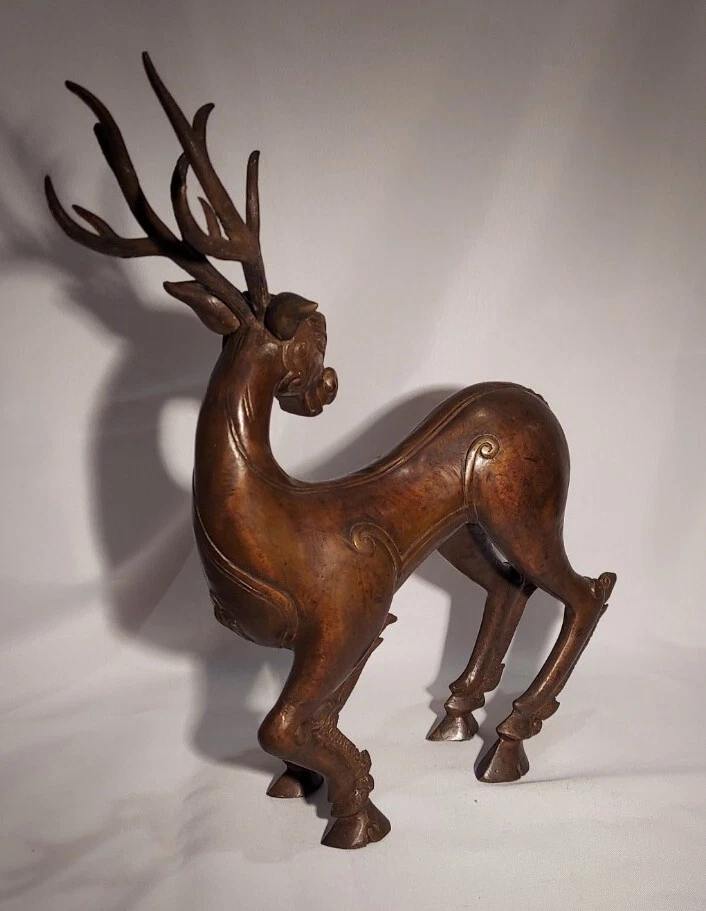 Ciervo de bronce estilo dinastía Ming de Santi - #71 vintage - pesado Foto 3 de 4