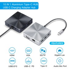 USB Type-C Hub 10-in-1 With 4K HDMI for Windows Type-C  MacPro