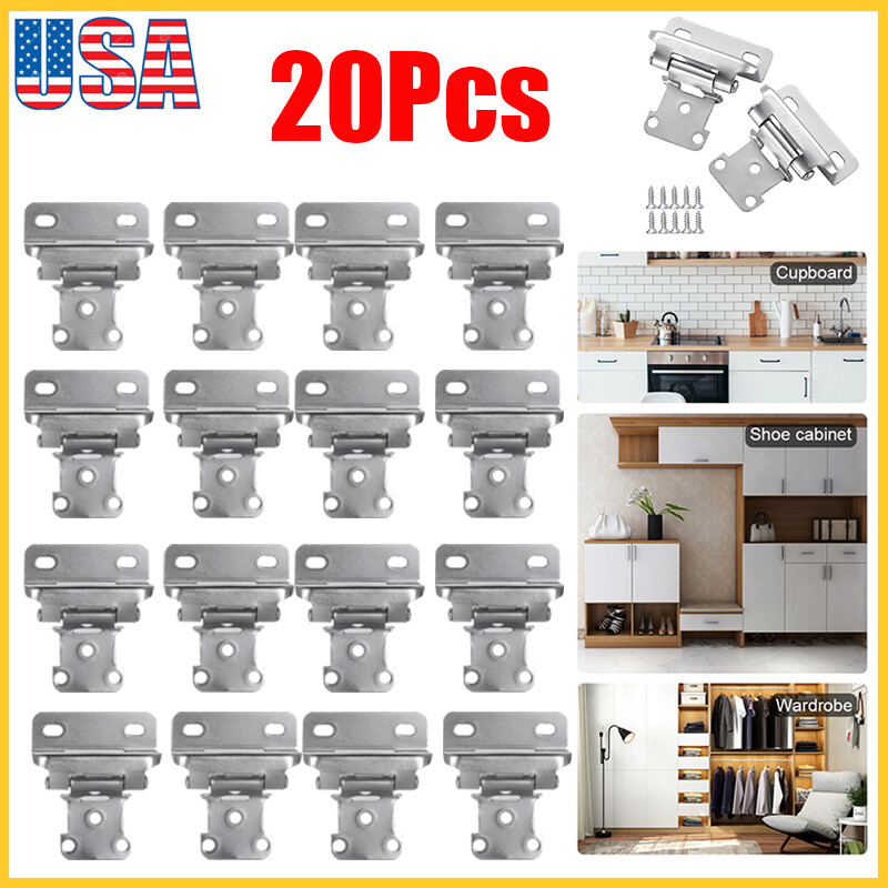 20-Pack 1/2 Overlay Self-Closing Cabinet Hinges – Black Brushed Iron, Partial Wrap Around