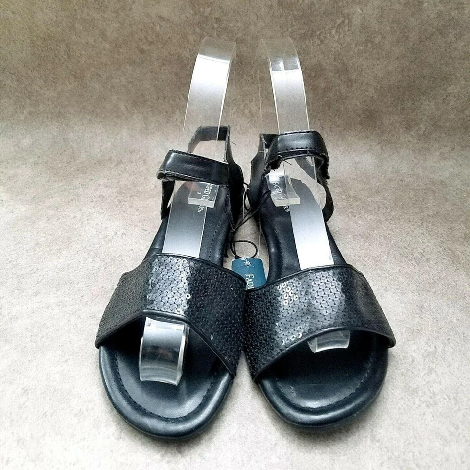 Faded Glory Big Girls Carly  Sz 3 M Black  Ankle Strap Sequins Sandals - Image 2 of 4