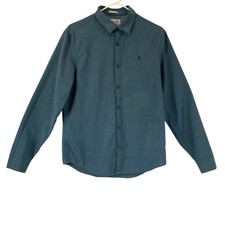Original Penguin Heritage Slim Fit Long Sleeve Button Down Shirt Teal Men's M