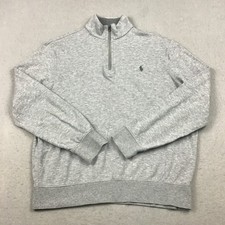 Polo Ralph Lauren Sweater Men Small Gray 1/4 Zip Mock Neck Pullover Pony Logo S
