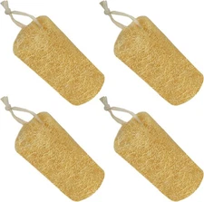 Natural Loofah Sponge Set (4 Pack) - 6" Exfoliating Body Scrubber