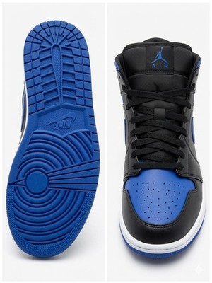 Nike Air Jordan 1 Mid Black Royal Blue Sneaker, Größe EU 43, DQ8426-042