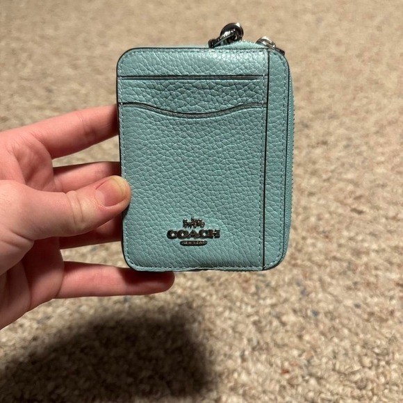 Coach blue leather card holder