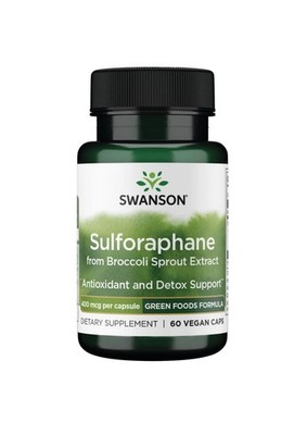 Swanson Sulforaphane Broccoli Sprout Extract 400mcg 60 Veg Caps Exp 4/26