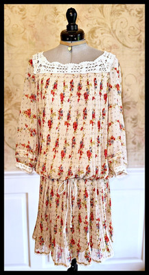 Axes Femme Floral Pleated Chiffon Blouse Skirt Set Size M Cottagecore Himekaji