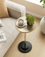 Round Side Table, Small Drink Table for Small Spaces, Modern Accent End Table...