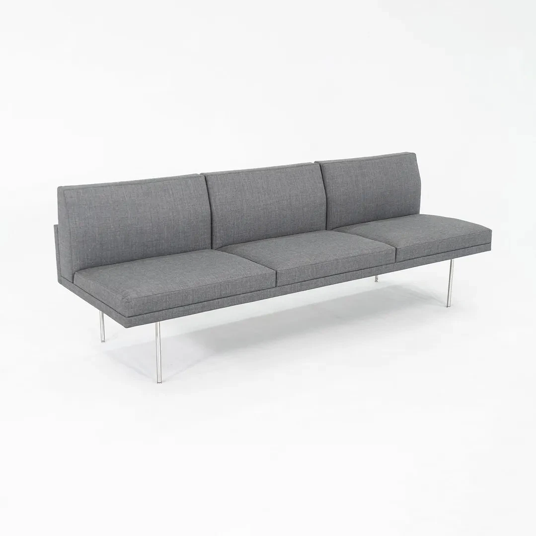 2020 BassamFellows for Geiger Three Seat Tuxedo Sofa with Grey Fabric Upholstery