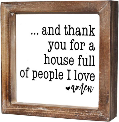 Rustic Torched Wood Small Box Sign for Home Decor,Freestanding Thank You Sign fo