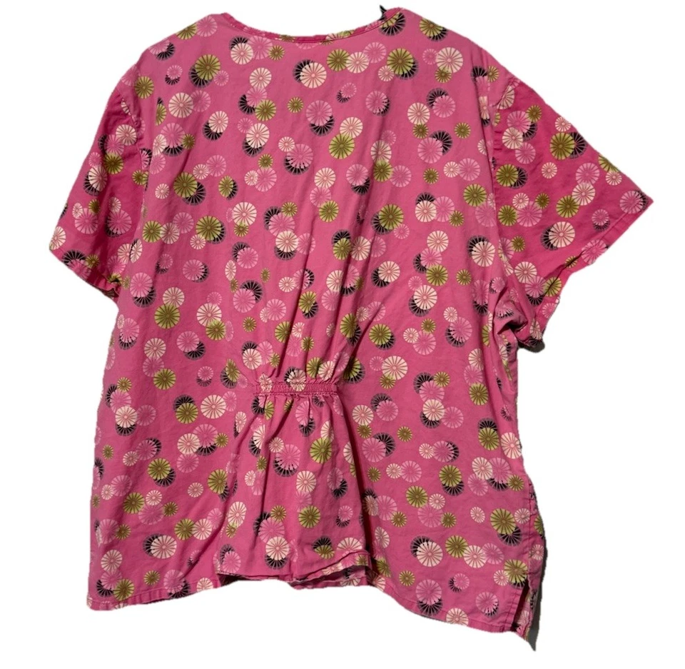 Blusa Médica Para Mujer 3XL Rosa Flores Pullover Elástico Elastizado Espalda SB Foto 4 de 4