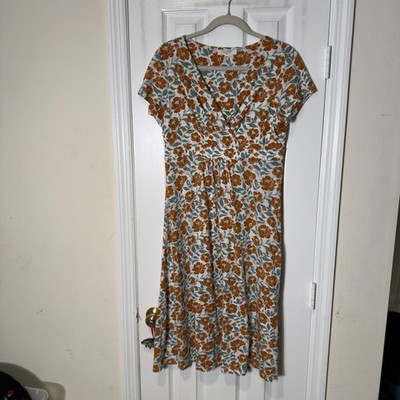 Seasalt Cornwall Chapelle Dress US 8 Petite Organic Cotton Floral Midi Dress