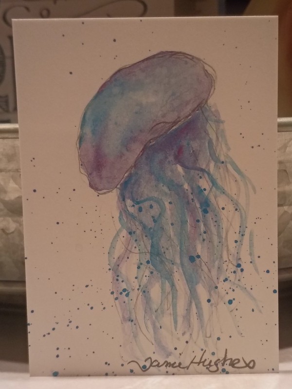 ACEO Watercolor Jellyfish By Artist Tami Hughes