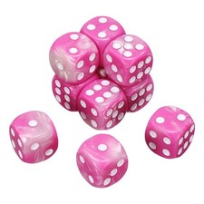 10Pcs 6 Sided Colored Standard Dice Acrylic D6 Game Dice Rose Red/White White