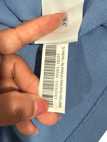 Neu mit Etikett Quitte Tencel Baumwolle Puffärmel Top echt blau Damen XL - Bild 10 von 12