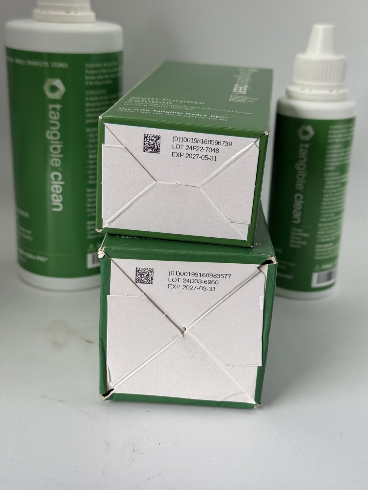 2x Tangible Clean Multi-Purpose Lens Solution Scleral /Gas Permeable 12oz& 3.4oz