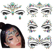 Face Gems Stickers, 4 Pcs Rainbow Face Jewels for Carnival