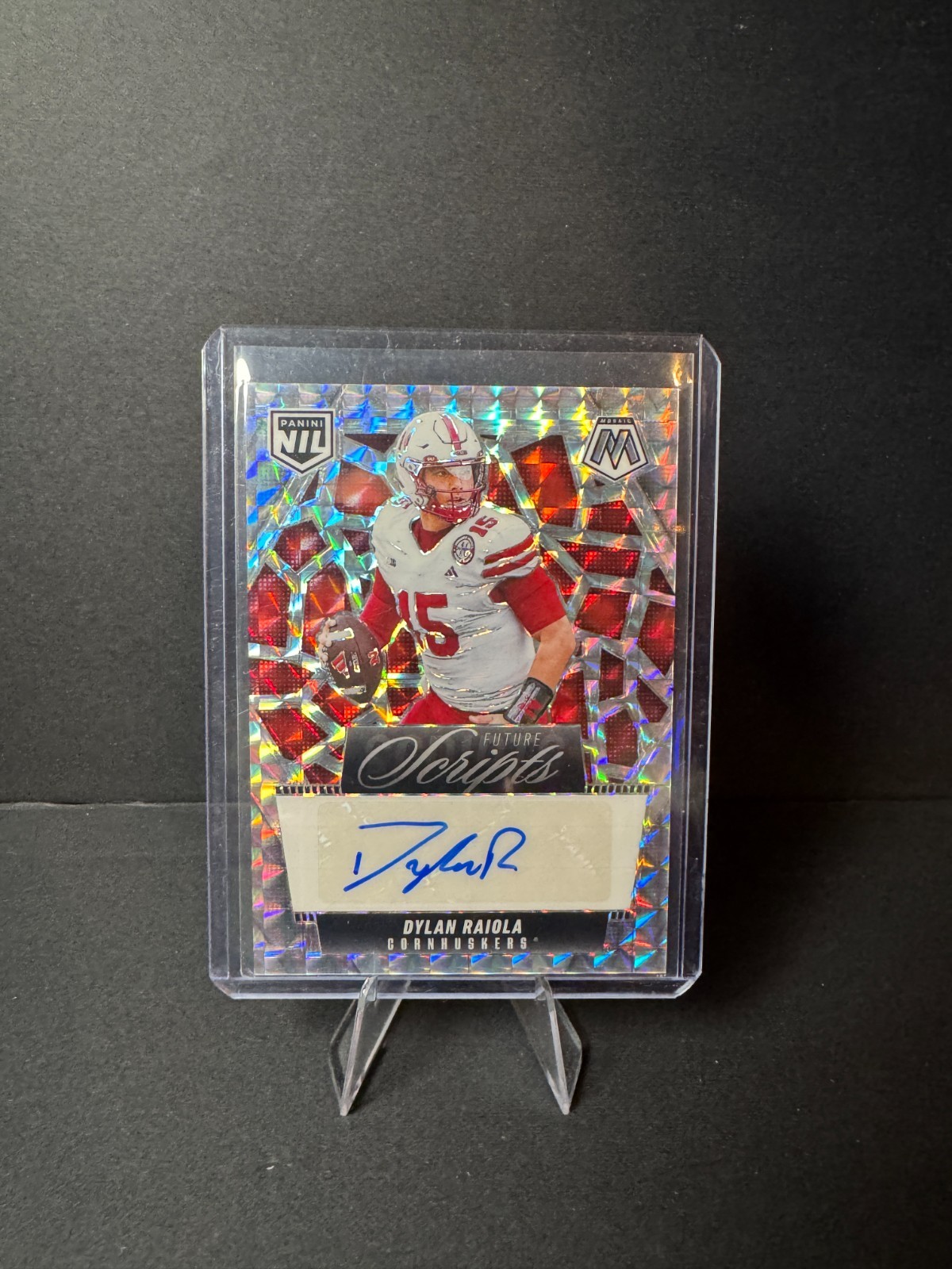 2025 Mosaic Football DYLAN RAIOLA Future Scripts Auto Prizm Rookie Card #FSC-DRA
