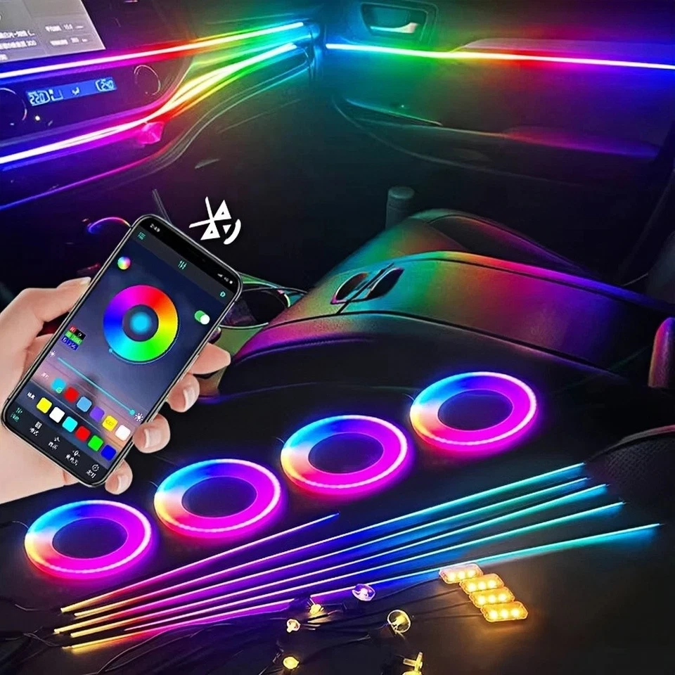 Full RGB LED Bead Symphony Dream Car Interior Ambient Lighting Kit with Control - Image 2 of 4