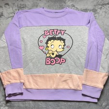 Vintage Sweatshirt Womens Medium Multicolor Colorblock Heart Betty Boop