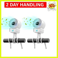 2 Pack Multifunctional Portable Stroller Fan 4 Speed 6600rpm High Speed Usb R...