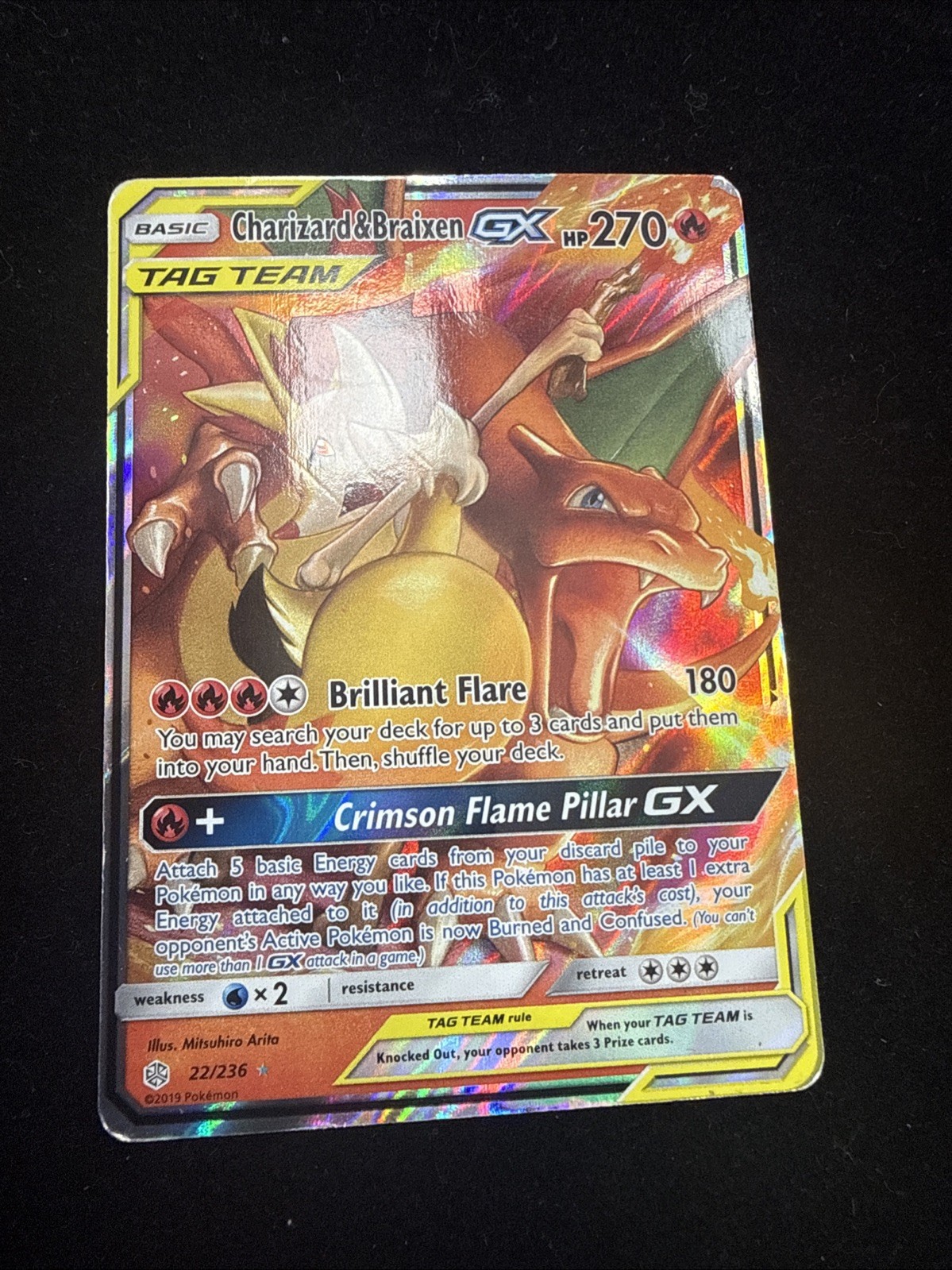 Charizard & Braixen GX 22/236 Sm-Cosmic Eclipse Holo 2019 Pokemon