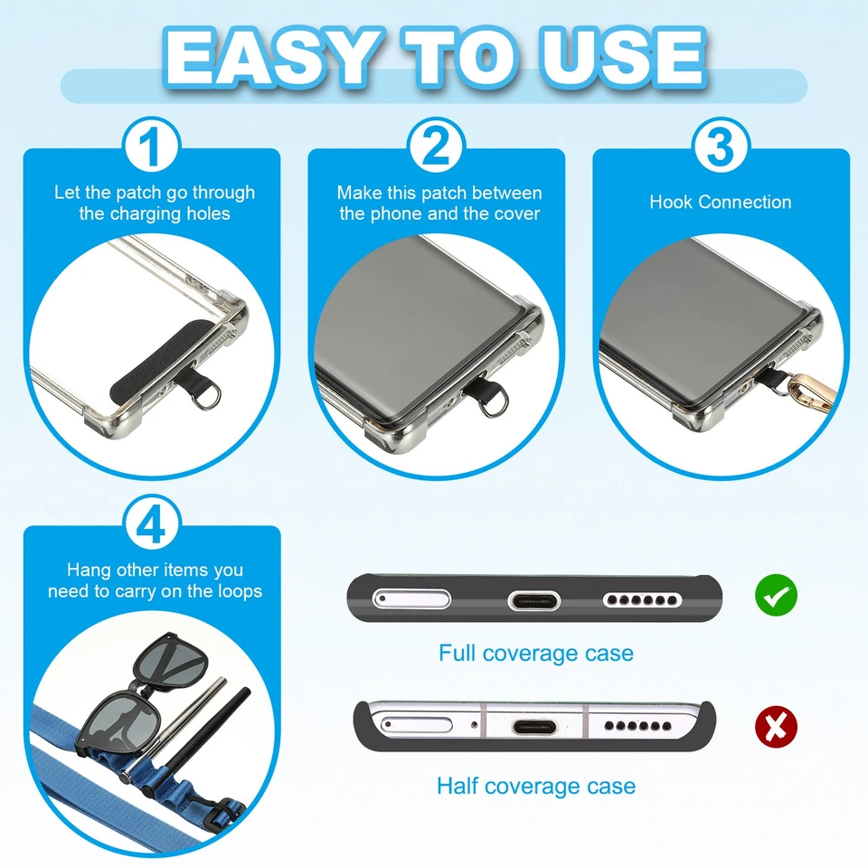 Universal Cell Phone Lanyard for Concerts, Light Blue - Bild 4 von 4