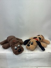 LOT of 2 Vintage Tonka Pound Puppies Dog Rumple Skins Brown Black Spots 7" Plush