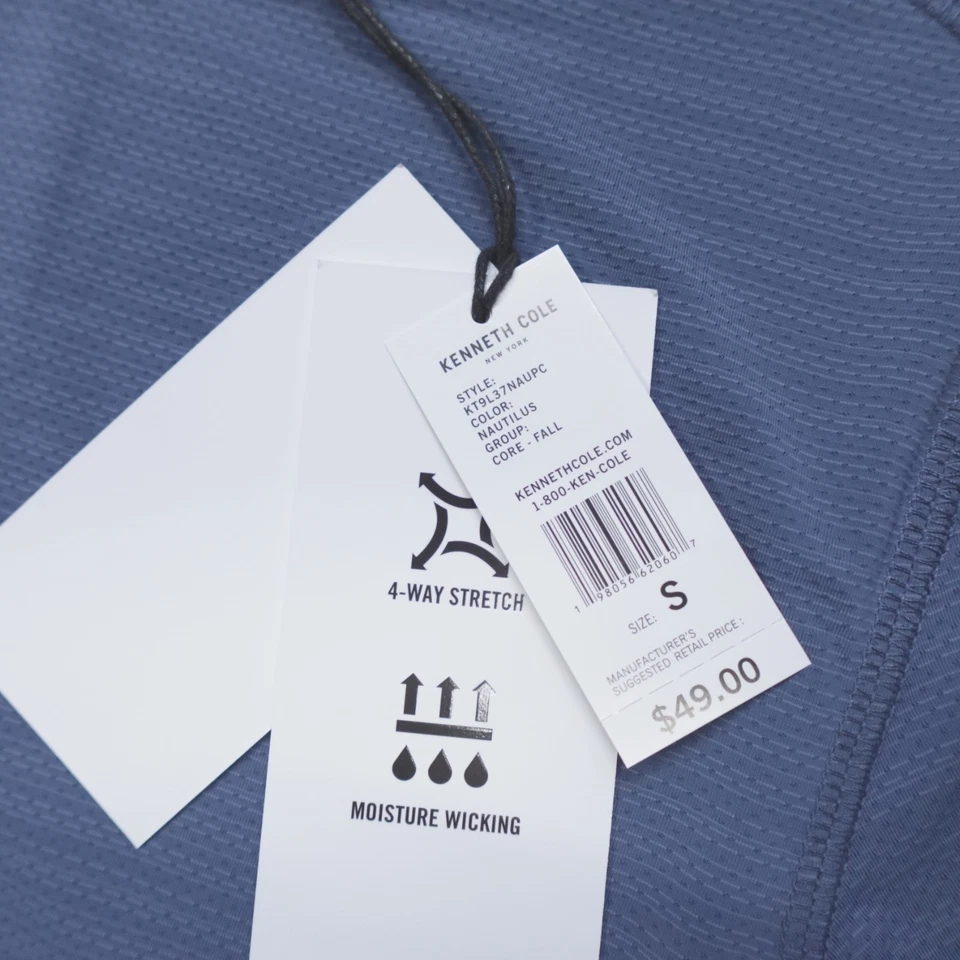 Camisa Kenneth Cole Tech SS para hombre malla sedosa elástica absorbente suave azul Nautilus Foto 2 de 4