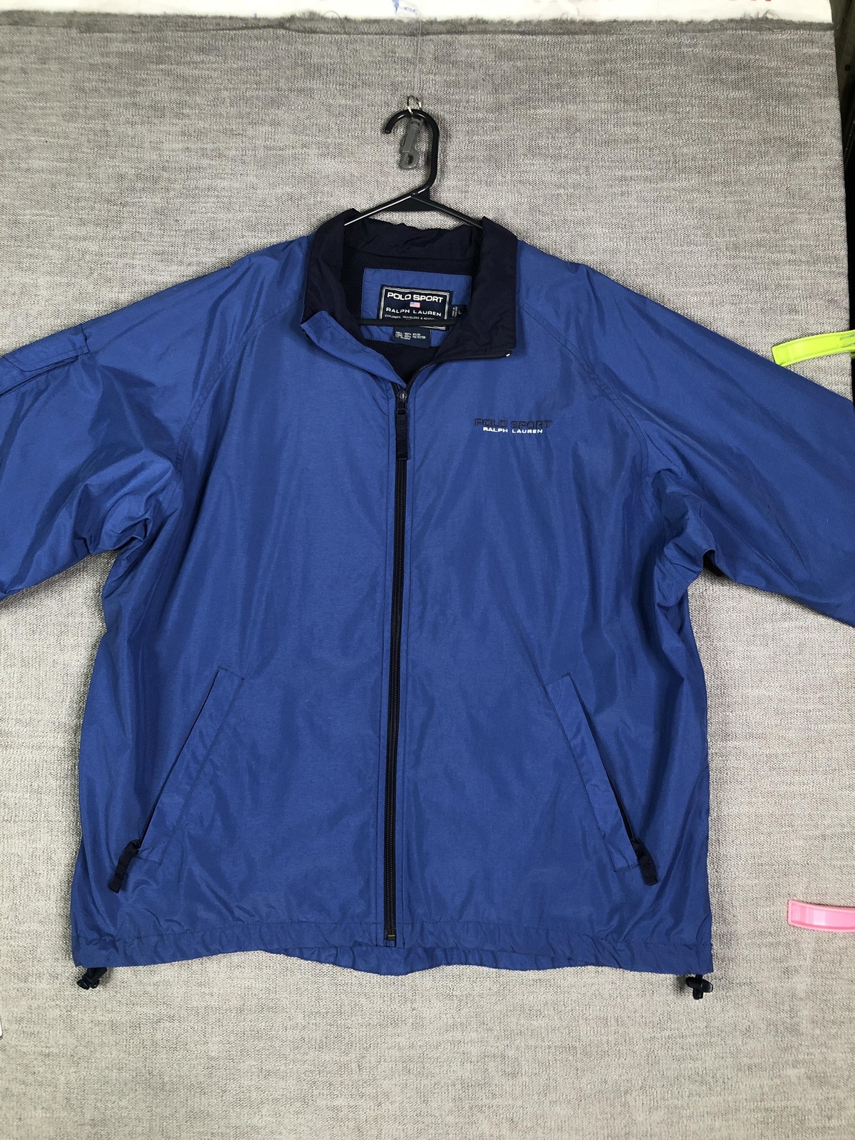 Polo Sport Ralph Lauren Jacket Mens Large Blue Windbreaker Full Zip Nylon Mesh