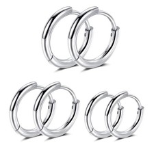 316L Surgical stainless steel hoop earrings 8mm/10mm/12mm Hypoallergenic Hugg...