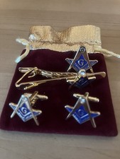 Fabulous Masonic Gift Set -  Cufflinks, tie clip & Lapel Pin