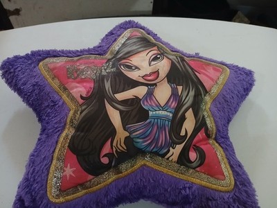 Rare VTG Bratz Purple Plush Star Shaped Pillow 15 Inch Across Jade Bright Decal