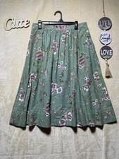 Vintage Bedford Fair Midi Skirt 18 Floral Flared Elastic Waist Buttons Pockets