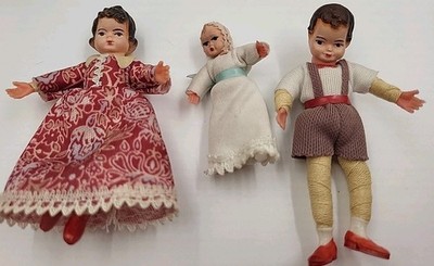 Dressed Doll Caco Family Dollhouse Miniature 3.5'' Mid 20th century 