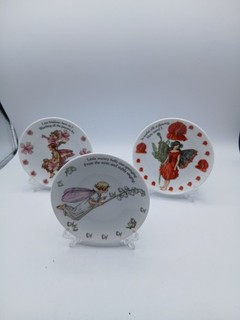 Flower Fairies Cicely Mary Barker Plates X3 12cm Wide Vgc