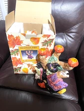 FITZ & FLOYD OMNIBUS HALLOWEEN PARTY CANDLELABRA WITCH WITH THREE  CANDLEHOLDERS