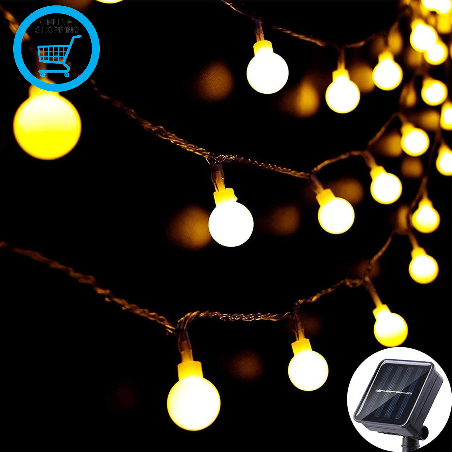 Solar String Lights Outdoor 60 LED, 8M/26Ft Solar Fairy Lights, 8 Modes Waterpro
