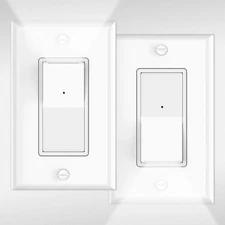 2 Pack Illuminated 3 Way Light Switch, Three Way Paddle Rocker Light Switch w...